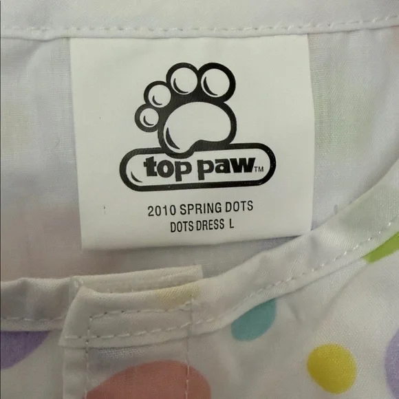 Top Paw Polka Dot Dog Dress - Pink, Purple, Green, White - Large - Picture 4 of 4